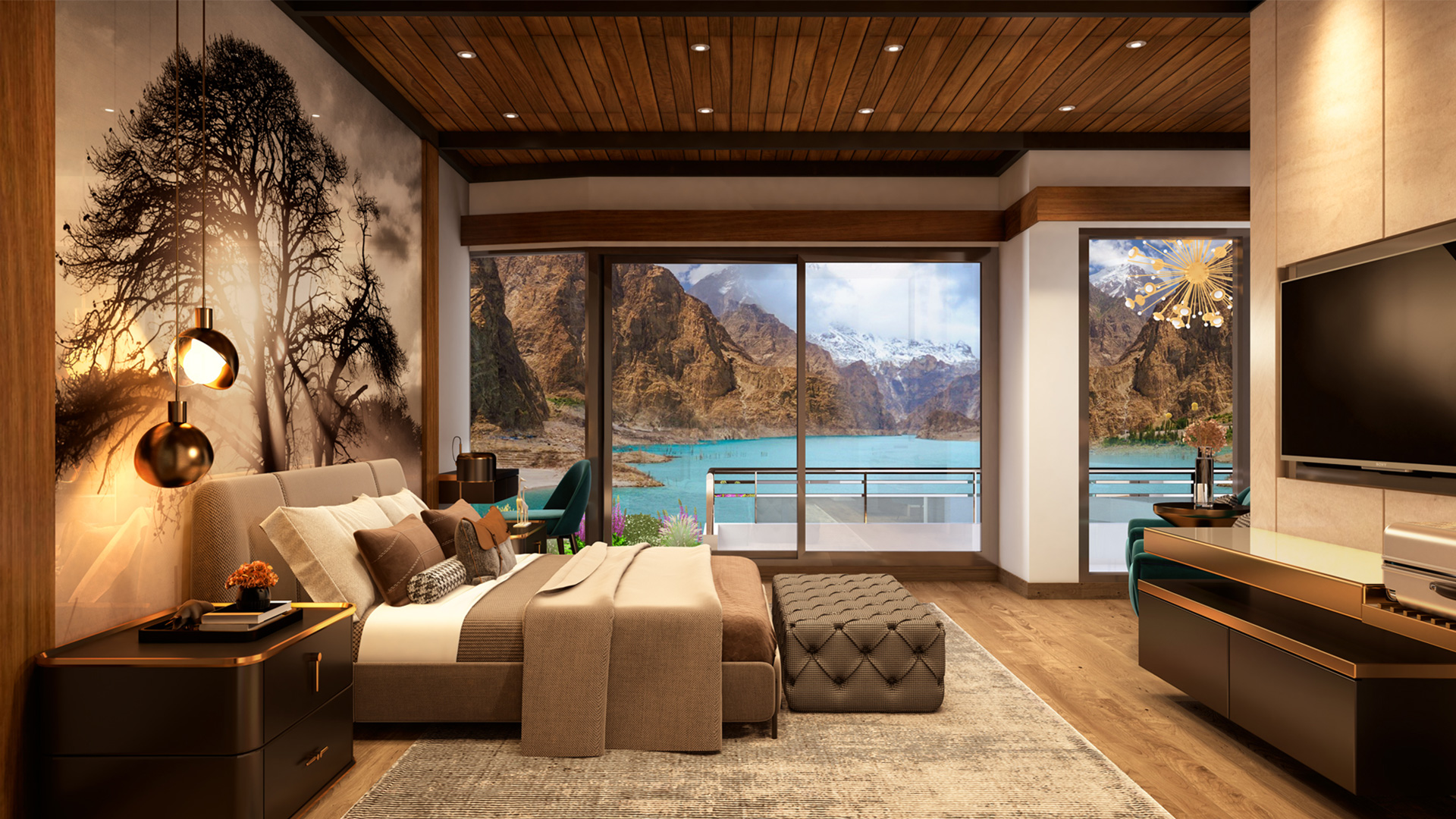 Exterior shot of Pearl-Continental Attabad Lake, demonstrating its five-star hospitality standards and scenic location.